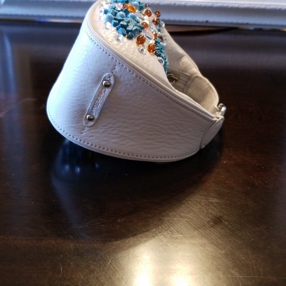 Cole Haan Mini Hobo. White leather with beading. - Picture 4 of 7